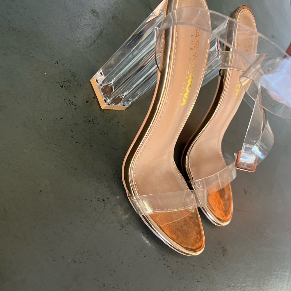 Fashion Nova clear block heels, size 6